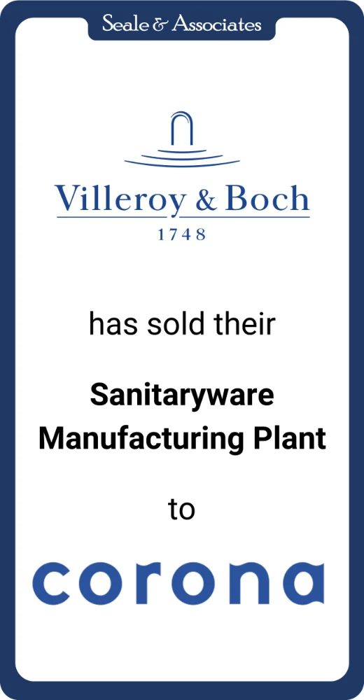 Villeroy & Boch has sold their Sanitaryware Manufacturing Plant to Corona
